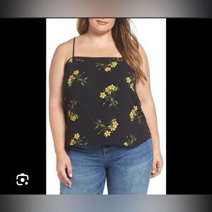 BP Black and Yellow Floral Tank Top, size large